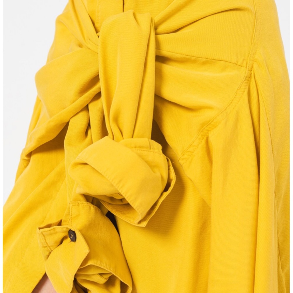 Diesel Mustard Sleeveless D-Giuditta Tie-Front Casual Rocker Dress Size XS Italy - Picture 2 of 16